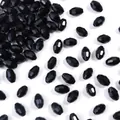 Perle di cristallo nero sfaccettate a goccia per la creazione di gioielli fai-da-te - 50 Pezzi/Confezione (6x8mm) / Riso Ovale Sfaccettato Nero