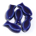 Handmade cobalt blue fish ceramic beads for DIY bracelets and necklaces jewelry making - Set of 6 / Dark Blue