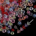 Colorful transparent 3D five-petal flower bead caps for handmade DIY jewelry crafts. - Random Mixed Transparent Colors