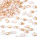 Perline di cristallo champagne sfaccettate per la creazione di gioielli fai da te - 50 Pezzi/Confezione (6x8mm) / Riso Ovale Sfaccettato Giada Bianca Ambra