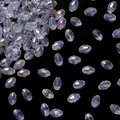 Perle di cristallo sfaccettate a goccia iridescenti per gioielli DIY - 50 Pezzi/Confezione (6x8mm) / Riso ovale sfaccettato bianco AB
