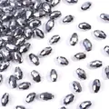 Perle di cristallo a goccia sfaccettate argento metallizzato per gioielli e artigianato - 50 Pezzi/Confezione (6x8mm) / Riso ovale sfaccettato argento galvanizzato