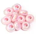 Pink iridescent acrylic large hole abacus beads for DIY jewelry making and phone chains - Iridescent Light Pink / Outer Diameter Approx. 14mm, Thickness Approx. 7mm, Hole Diameter Approx. 5.4mm
