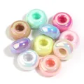 Mixed color iridescent UV-plated acrylic large hole abacus beads for DIY phone chain - 14mmx7mm / Iridescent Random Mix