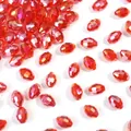 Perle di cristallo rosso sfaccettato a forma di goccia per la creazione di gioielli DIY - 50 Pezzi/Confezione (6x8mm) / Riso ovale sfaccettato rosso brillante AB