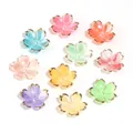 Assorted colorful resin five-petal flower beads with gold rims for DIY jewelry making - Random Mixed Five-Petal Flower with Gold Edging