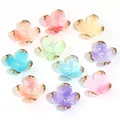 Handmade 3D five-petal flower beads with gold edges for DIY hairpins and bracelets - Random Mixed Four-Petal Flower with Gold Edging