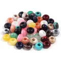 Colorful marble effect acrylic large hole beads for DIY jewelry making and bag charms - Random Mixed Color Abacus Beads / 50Pcs/Bag