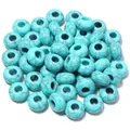 Large hole turquoise blue acrylic beads with imitation jade vein texture for DIY crafts - Crackle Blue Abacus Beads / 50Pcs/Bag