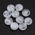 Cuentas redondas de acrílico con patrón de mármol blanco para la creación de joyas hechas a mano - Juego de 10 Piezas / Blanco