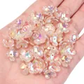 Iridescent five-petal flower bead caps with AB rainbow finish for DIY jewelry craft - Light Orange Solid Color Iridescent Four-Petal Flower