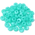 Turquoise and white swirled acrylic large hole beads for DIY jewelry and bag accessories - Transparent Cyan Abacus Beads / 50Pcs/Bag