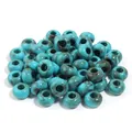 Teal and brown marbled acrylic large hole beads for DIY phone chains and bags craft - Peacock Blue Abacus Beads / 50Pcs/Bag