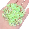 Iridescent lime green 3D five-petal flower beads for DIY jewelry making and crafts - Green Solid Color Iridescent Four-Petal Flower