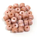 Cuentas de barril de acrílico jaspeado rosa carne para joyas y bolsos hechos a mano - Cilíndrico / Paquete de 30 / Rosa Pasta de Frijol