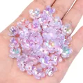 Iridescent purple five-petal flower beads for DIY jewelry making and hair accessories - Purple Solid Color Iridescent Four-Petal Flower