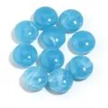 Cuentas redondas de acrílico azul con textura de mármol blanco para joyería DIY - Juego de 10 Piezas / Azul cielo
