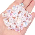Iridescent pearlescent white five-petal flower bead caps for DIY handmade jewelry making - White Solid Color Iridescent Four-Petal Flower