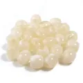 Cuentas de acrílico blanco crema brillante para hacer joyas y proyectos de artesanía - 40 Piezas / Cuentas de barril beige