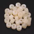 Cuentas de barril de acrílico crema con textura jaspeada para bisutería DIY y artesanía. - Cilíndrico / Paquete de 30 / Beige