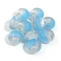 Blue and clear acrylic large hole wheel beads with silver glitter for creative DIY jewelry. - Blue Baby's Breath / Outer Size Approx 8x14mm, Hole Diameter Approx 5mm