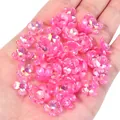 Pink iridescent 3D five-petal flower bead caps for DIY jewelry making and craft projects - Solid Rose Red Iridescent Four-Petal Flower