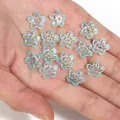 Premium iridescent light blue five-petal flower charms for DIY handmade jewelry crafts - Translucent Lake Blue Iridescent Five-Petal Flower