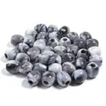 Cuentas redondas de acrílico jaspeado gris y blanco con agujeros para creación de joyas - 40 Piezas / Cuentas de barril blanco y negro