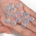 Iridescent light blue 3D five-petal flower bead caps for DIY jewelry making and hairpins - Translucent Blue Iridescent Five-Petal Flower