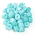 Cuentas de barril de acrílico azul claro jaspeado para hacer joyas y artesanías hechas a mano - Cilíndrico / Paquete de 30 / Verde Claro + Blanco