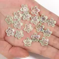 Iridescent green 5-petal flower spacer beads for DIY jewelry and hair accessories crafting - Translucent Green Iridescent Five-Petal Flower