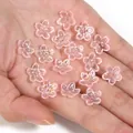 Small translucent pink five-petal flower beads for handmade DIY jewelry and hair accessories - Translucent Pink Iridescent Five-Petal Flower