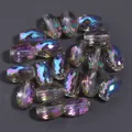 Perle di cristallo ovali sfaccettate iridescenti per gioielli fai-da-te con finitura metallica AB - Confezione da 20 Pezzi (8x11mm) / Viola Fantasma Ovale Sfaccettato