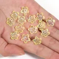 Iridescent yellow 3D five-petal flower beads for DIY jewelry making and hairpins - Translucent Yellow Iridescent Five-Petal Flower