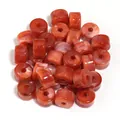 Cuentas de barril de acrílico jaspeado rojo y blanco para joyas DIY y accesorios artesanales - Cilíndrico / Paquete de 30 / Rojo anaranjado y blanco