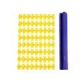 Set de tampons alphabet et chiffres en plastique jaune avec support bleu pour DIY - Plaque de lettres / Jaune