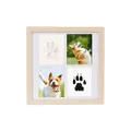 Cadre commémoratif carré à 4 cases pour empreintes d'animaux et photos de chiens - Style Commémoratif 4 Ouvertures (PE1820-Wood Color) / Carré 11 Pouces (28x28cm) / Couleur bois naturel