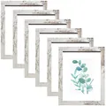 Juego de 6 marcos de fotos de madera blanca rústica para decoración de pared o mesa chic - Blanco Lavado / A5 (Mesa/Pared)