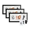 Black baby handprint and footprint keepsake frame kit for newborn baby memories - Triple Frame Ink Pad Set / 18x33cm / Black