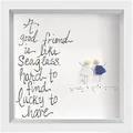Μινιμαλιστικό κάδρο Seaglass Art με απόφθεγμα φιλίας για διακόσμηση σπιτιού - Λευκό Κορίτσι Φιλία / 15x15cm (Εσωτερικό)