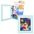 Kids art frame with magnetic front opening and storage for children's drawings - Blue / A3 Size (29.7*42cm)