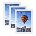 Set de tres marcos de fotos de madera blanca minimalistas con láminas de globos aerostáticos - 3.5x5"(8.9x12.7cm) / Blanco