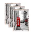 Juego de marcos de madera blanca envejecida con fotos de calles de Londres - 5 Pulgadas (Mesa/Pared) / Blanco Desgastado