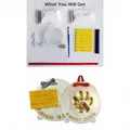 DIY pet paw print kit with clay, alphabet stamps, paint and display stands. - Basic Keepsake (100g Clay With Stand Paint Brushes Molds Ribbon) / White