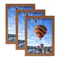 Juego de tres marcos de madera con láminas de paisajes de globos aerostáticos - 5 Piezas/Paquete (8.9x12.7cm) / Color Haya