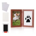 Detail of pet memorial kit with wooden photo frame and inkless paw print ink pad - Mahogany Color Vertical (Without Ink Pad) / 7"