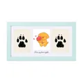 Light blue pet paw print memorial photo frame with Love at first sight script text - 3-Window Frame (Kit Included) / Macaron Green