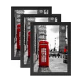 Juego de tres marcos de fotos de madera negros minimalistas con fotos de Londres - 5 Pulgadas (8.9 * 12.7 cm) - Se puede colocar o colgar / Negro