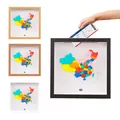 Cadre boîte ombre en bois pour billets montrant plusieurs couleurs et utilisation - Carte de la Chine - Style Coloré DIY (8 peintures incluses) / 15x15cm / Noir