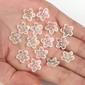 Iridescent transparent 3D five-petal flower beads for DIY hairpins and jewelry making - Translucent White Iridescent Five-Petal Flower